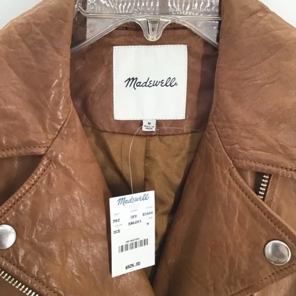Madewell NWT Washed Leather Moto Jacket Genuine Leather Burnt Sienna Size M - Picture 4 of 11